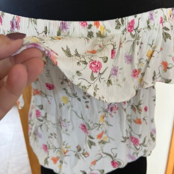 RUE 21 peasant off shoulder white elastic waist, short sleeve top women's M - Picture 9 of 11